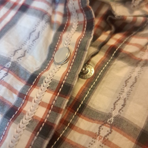 Panhandle Rough Stock Shirt Womens Size S Red White Plaid Pearl Snap Western - Picture 4 of 14